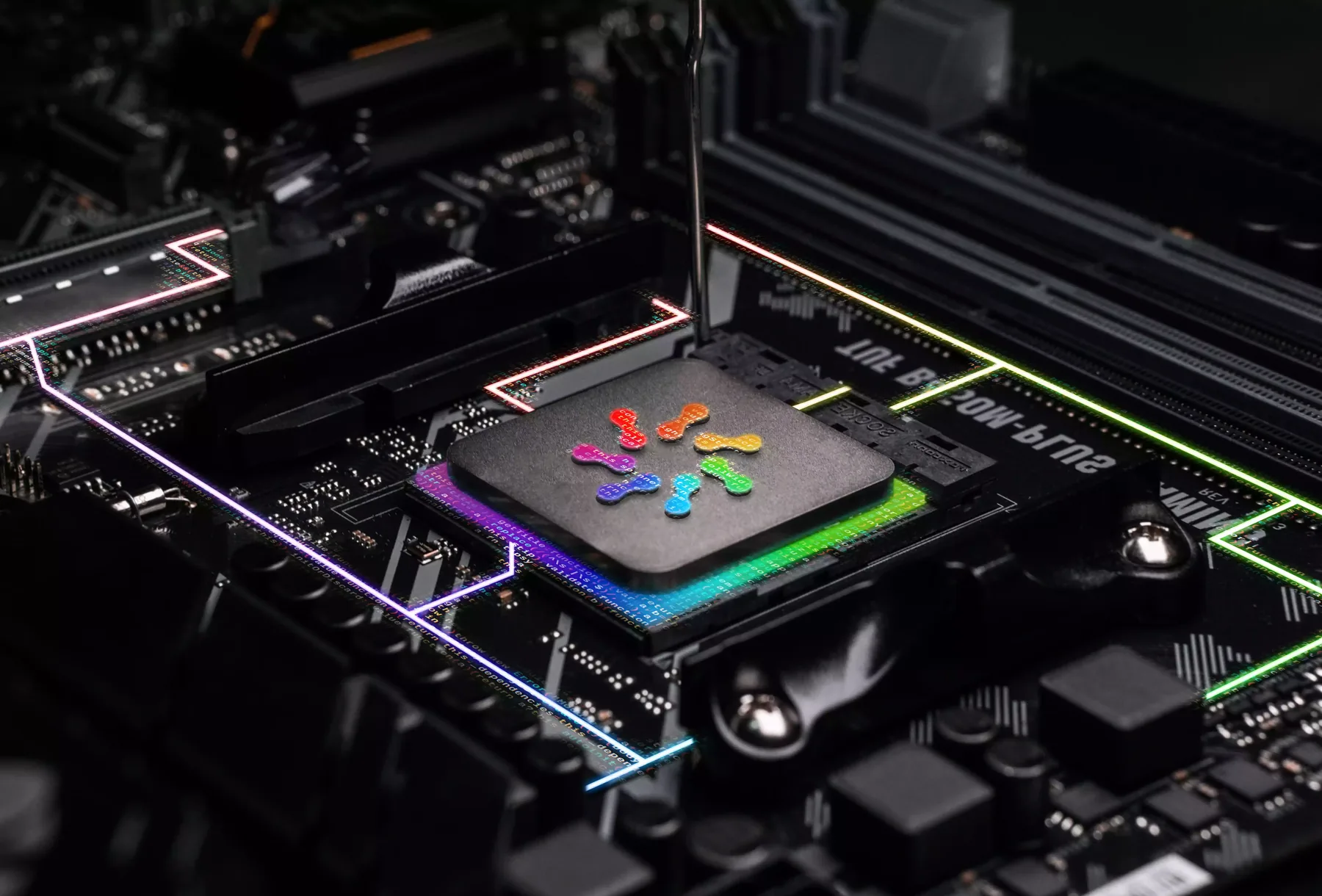 goHere fractional AI executive — the goHere mark on a processor, wired into the board